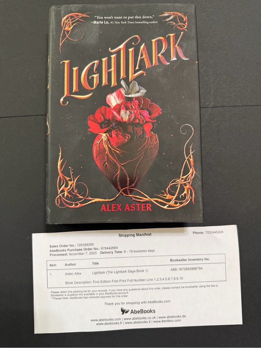 Lightlark by Alex Aster - Signed, 1st Edition with author’s drawn rose